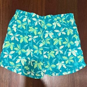 Columbia PFG Green and Blue Leaf Print Swim Shorts